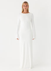 Vestido largo Elmont de manga larga - Blanco