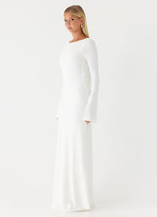 Vestido largo Elmont de manga larga - Blanco