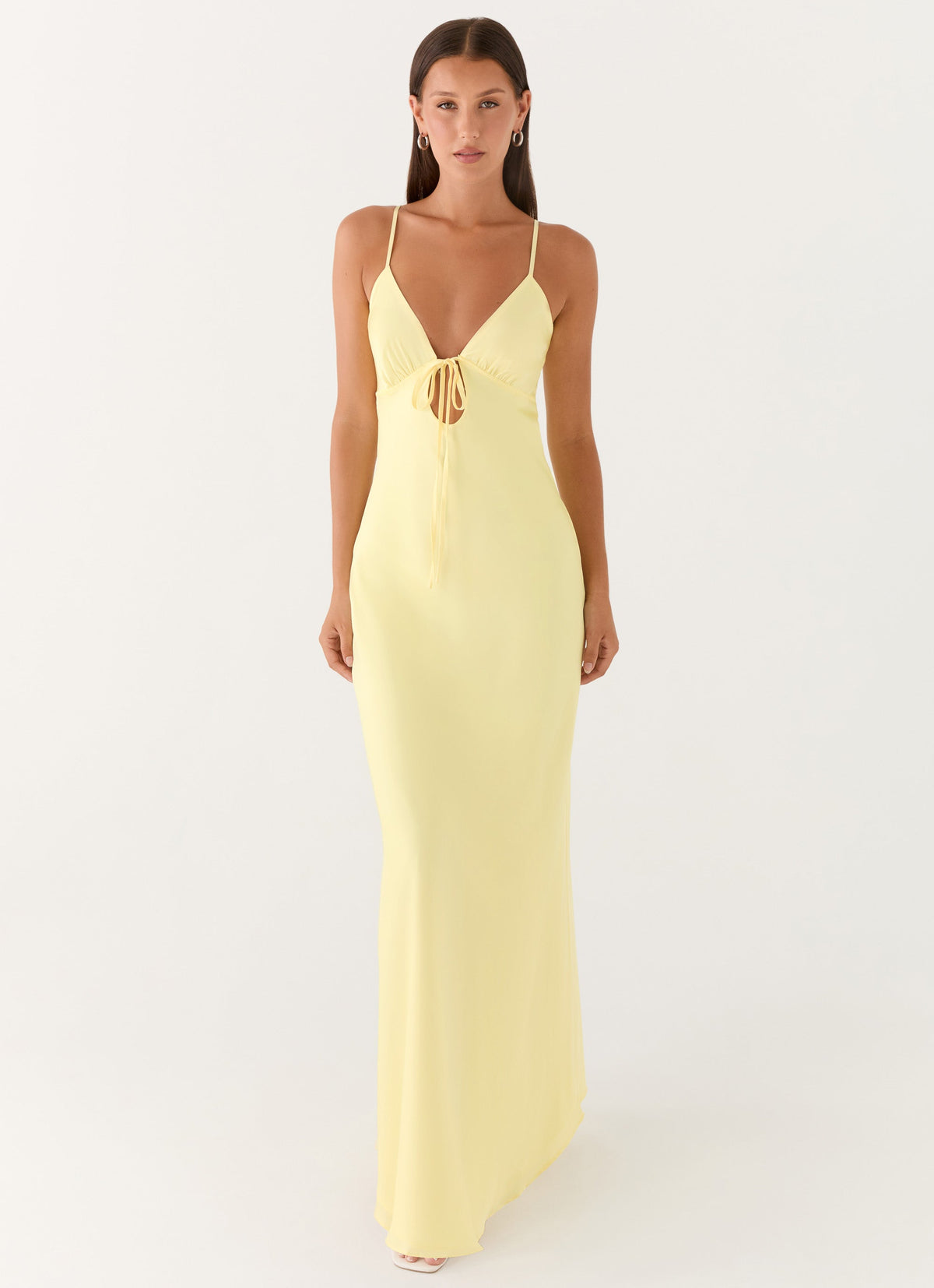 Vestido maxi de satén Flora - Limón
