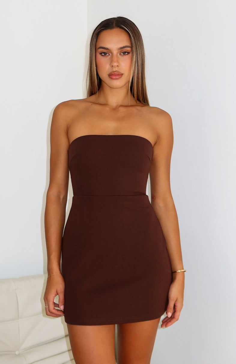 Vestido Curto Tomara que Caia Keep Falling Chocolate