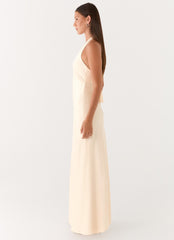 Vestido Maxi de Cetim Heavy Hearted - Pérola