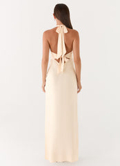 Vestido Maxi de Cetim Heavy Hearted - Pérola