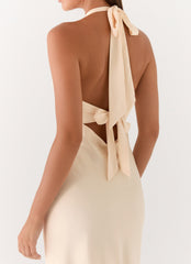 Vestido Maxi de Cetim Heavy Hearted - Pérola