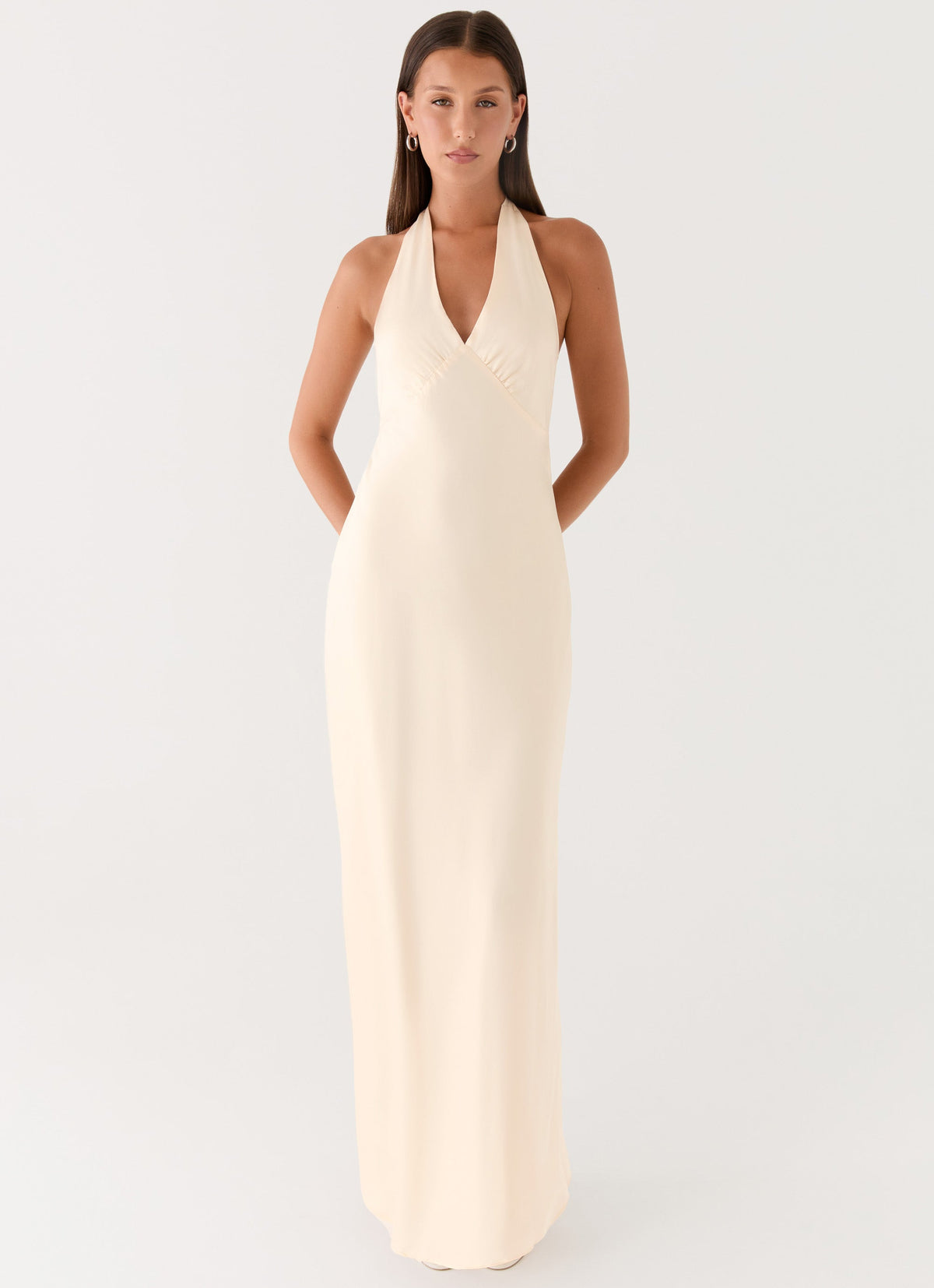 Vestido Maxi de Cetim Heavy Hearted - Pérola