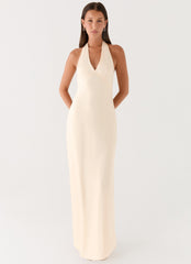 Vestido Maxi de Cetim Heavy Hearted - Pérola
