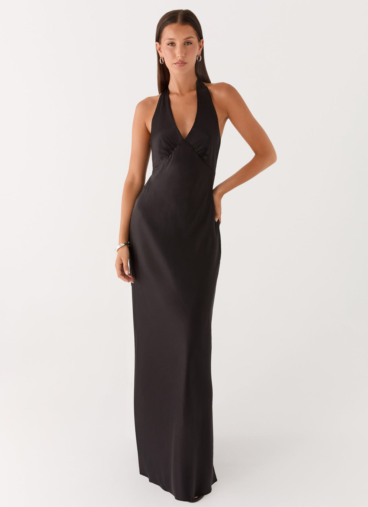Vestido largo de satén «Heavy Hearted» - Negro