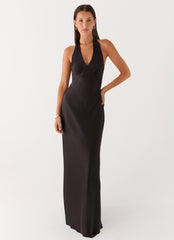 Vestido largo de satén «Heavy Hearted» - Negro