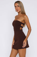 Vestido Curto Tomara que Caia Keep Falling Chocolate