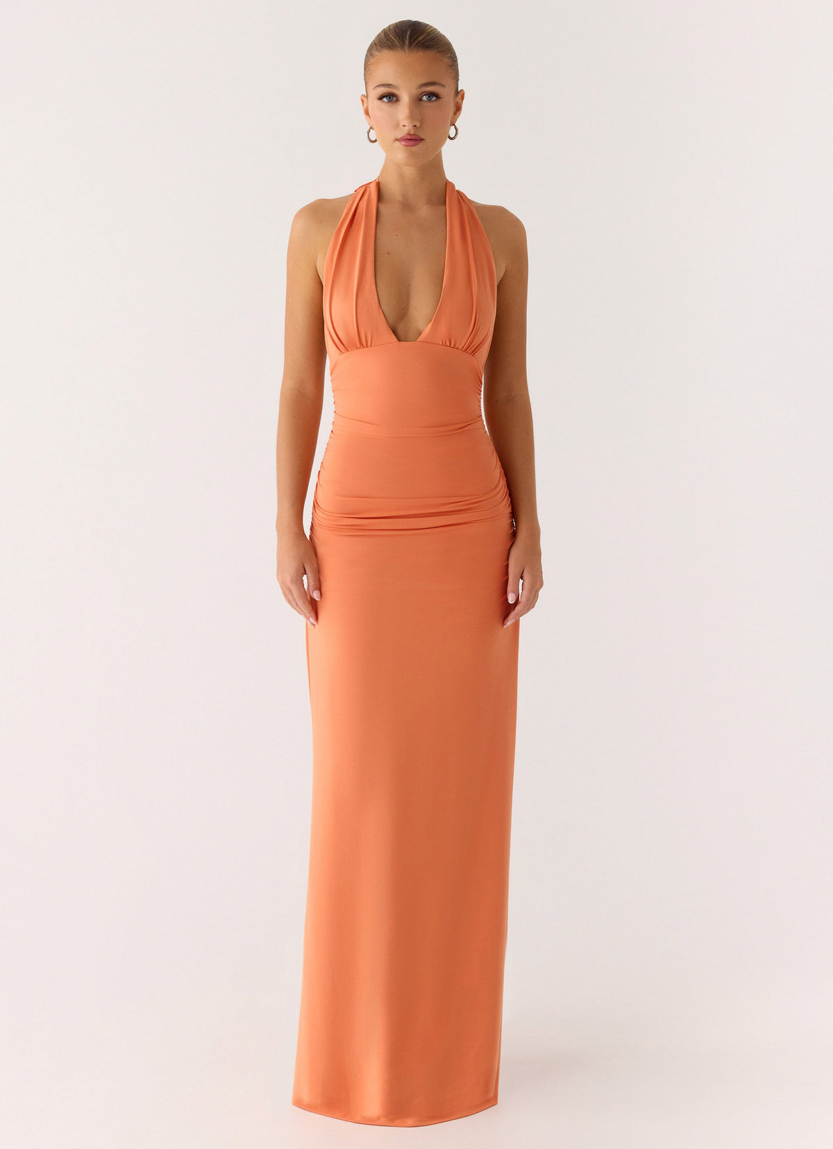Vestido longo Ilaria Halter - Damasco