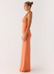 Vestido longo Ilaria Halter - Damasco