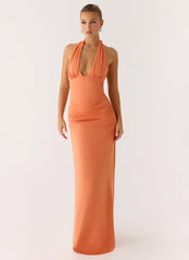 Vestido longo Ilaria Halter - Damasco