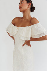 Vestido longo off-shoulder Beauty Within creme