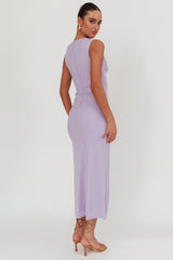 Vestido Maxi Daleela com Decote Assimétrico Lilás