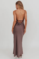 Vestido Emmerson Cut-Out de Gola Drapeada Cinza Quente