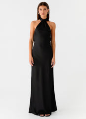 Maxivestido Keena con bufanda - Negro