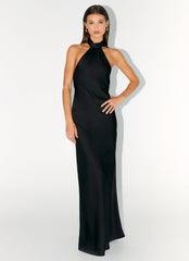 Maxivestido Keena con bufanda - Negro