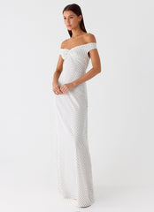 Vestido Longo Melany - Poá Branco