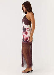 Vestido midaxi con cuello halter Niahvette - Terciopelo Bloom