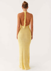 Vestido maxi de ganchillo Novalee Flower - Amarillo