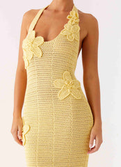 Vestido maxi de ganchillo Novalee Flower - Amarillo