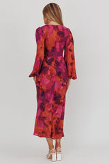 Vestido Midi Aurora Dreams com Recorte na Cintura Rosa Escuro