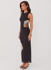 Vestido maxi de malla Side Effects - Black Orchid