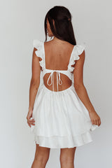 Vestido Curto com Babados e Alças Siren Song Branco