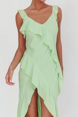 Vestido Maxi Johannson com Babados Pistache