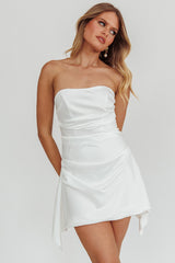 Minivestido fruncido sin tirantes Toni blanco