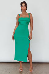 Vestido midi Cosmic Love con tiras en la espalda verde