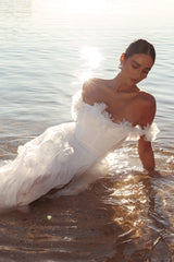 Vestido Longo Good Things Tule Roseta Off-white