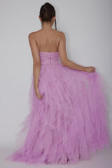 Vestido maxi Rori Tulle Cascade Orquídea