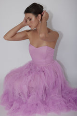 Vestido maxi Rori Tulle Cascade Orquídea
