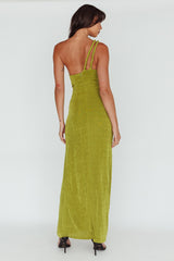 Vestido Midi Kiah Twist com Fenda na Perna na cor Musgo