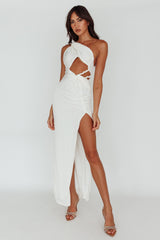 Vestido Midi Kiah Twist Accent com Fenda na Coxa Branco