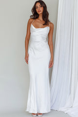 Vestido maxi Palma con tiras en la espalda baja, color blanco