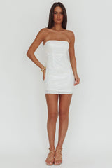 Minivestido Vida Bow com Lantejoulas Branco