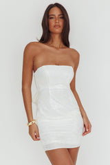 Minivestido Vida Bow com Lantejoulas Branco