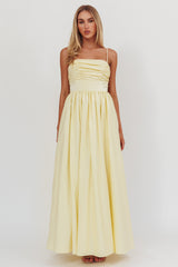 Vestido Longo Love Songs Com Laço Nas Costas - Manteiga