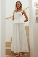 Vestido Maxi Peplum Provence Bloom Off-White