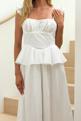 Vestido Maxi Peplum Provence Bloom Off-White