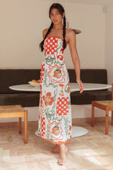 Vestido tomara que caia Cypress Ric Rac Trim Laranja