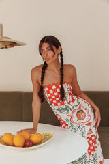 Vestido tomara que caia Cypress Ric Rac Trim Laranja