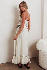Vestido Maxi de Um Ombro Só Ballad Off-White
