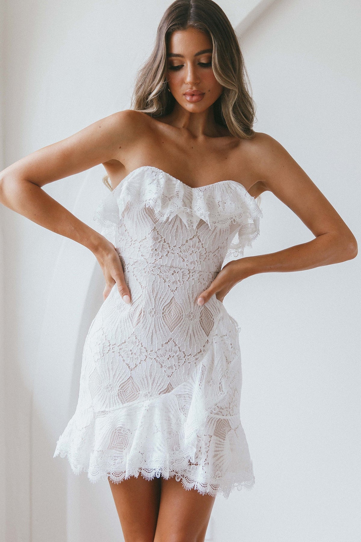Minivestido de encaje blanco September