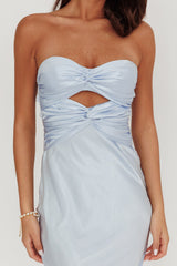 Vestido Longo Good Impression Double Twist Azul Aço