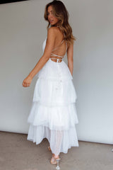 Vestido Midi Auguste com Babados em Camadas Branco