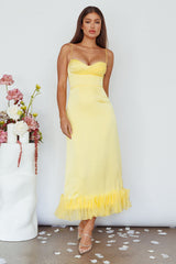 Vestido Midi Buona Sera Hem Decorativo Limão