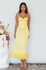 Vestido Midi Buona Sera Hem Decorativo Limão