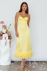Vestido Midi Buona Sera Hem Decorativo Limão